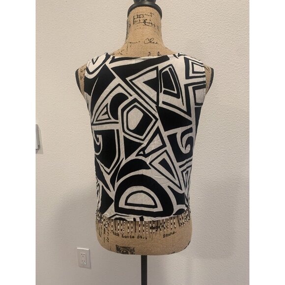 F-159) Shorts sleeves womens top size S Black and white color Key lime pie - Picture 4 of 7